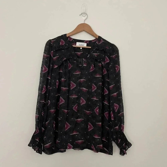 Ba&sh Cathel Long Sleeve Blouse in Carbon Geometric Size 1 (small) - Picture 1 of 6